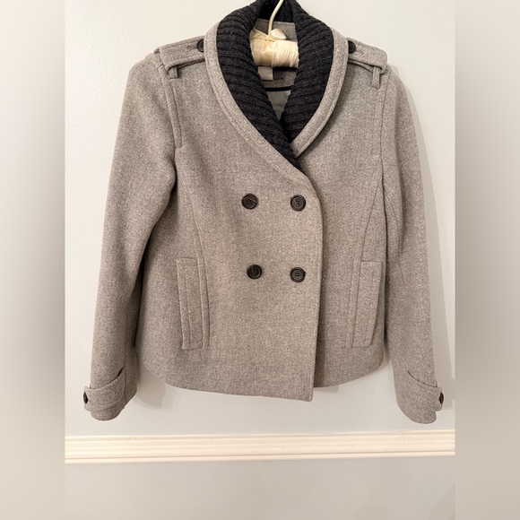 J.Crew Stadium Cloth Wool Coat Gray Double Breasted 2 - Picture 7 of 10